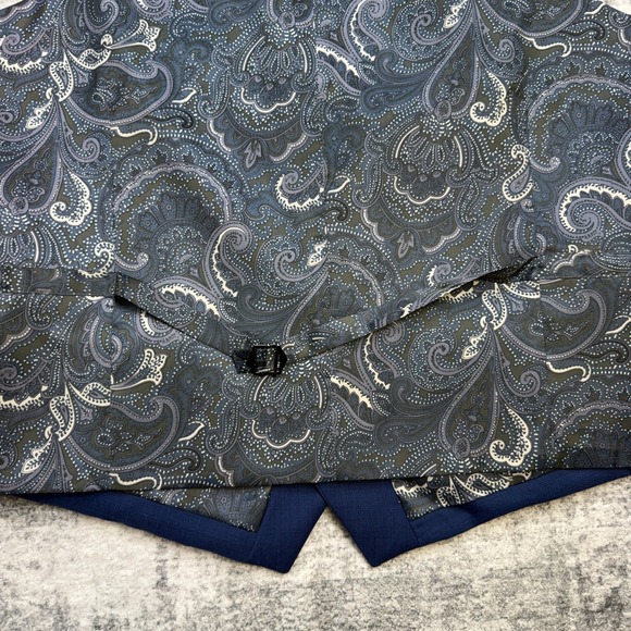 Joseph Abboud Waistcoat Mens 44L Blue Slim Fit Suit Vest Paisley Lined NEW - Picture 8 of 10